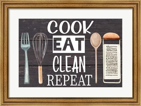 Framed Cook Eat Clean Repeat Print