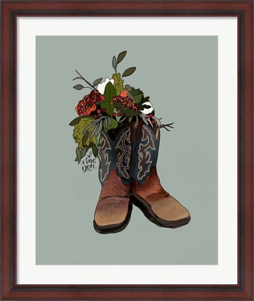 Framed Boot Bouquet Print