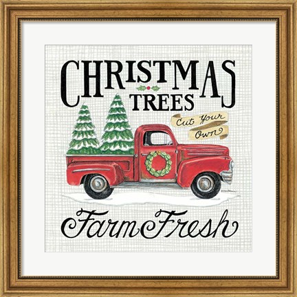 Framed Christmas Trees Farm Fresh Print