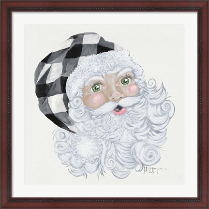 Framed Santa with Buffalo Check Print