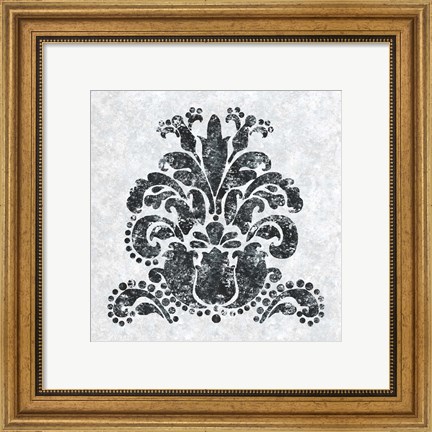 Framed Textured Damask II on white Print