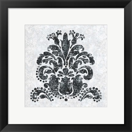 Framed Textured Damask II on white Print