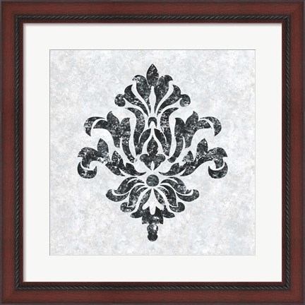 Framed Textured Damask III on white Print