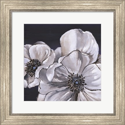 Framed Blue &amp; White Floral I Print