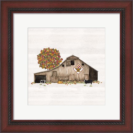 Framed Fall Barn Quilt I Print