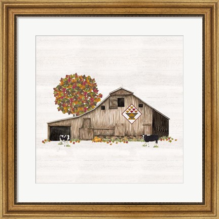 Framed Fall Barn Quilt I Print