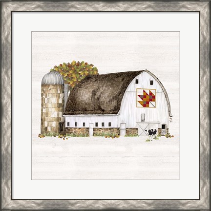 Framed Fall Barn Quilt II Print