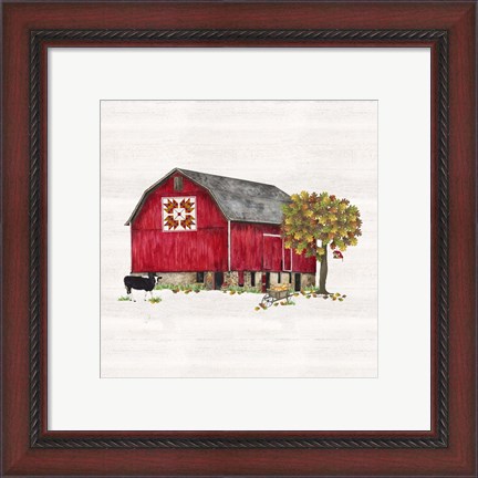 Framed Fall Barn Quilt IV Print