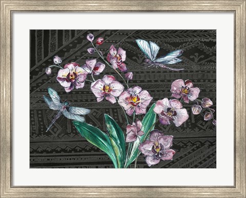 Framed Boho Orchid landscape black Print