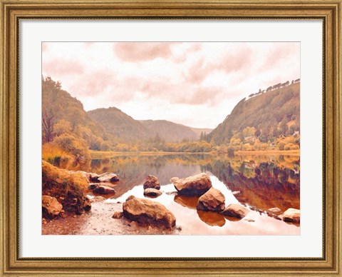 Framed Lakeside in Autumn Print