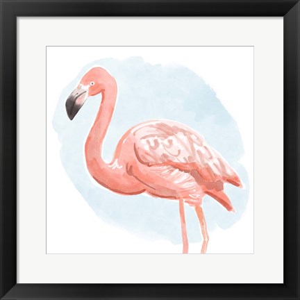 Framed Tropical Flamingo I Print