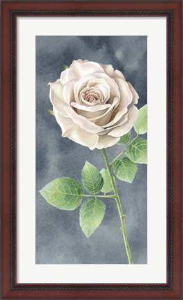 Framed Ivory Roses on Gray Panel II Print