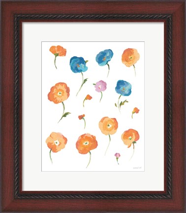 Framed Retro Flowers II Print