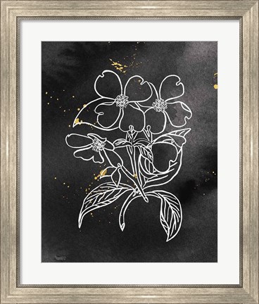 Framed Indigo Blooms III Black Print