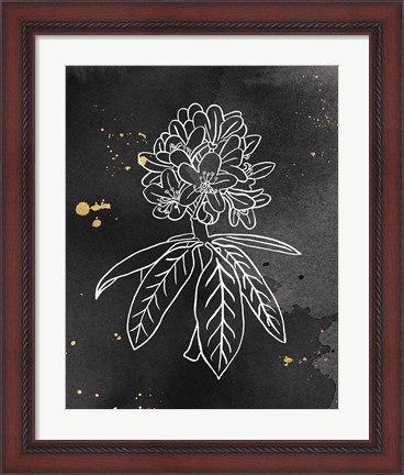 Framed Indigo Blooms II Black Print