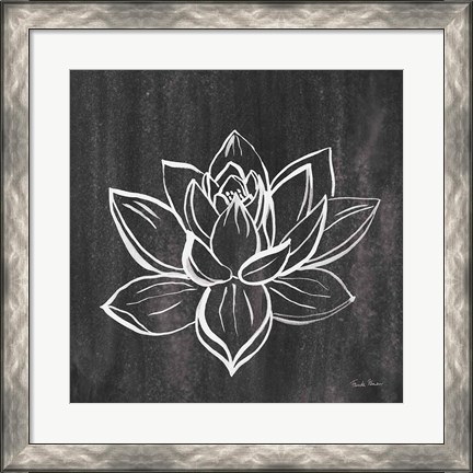 Framed Lotus Gray Print