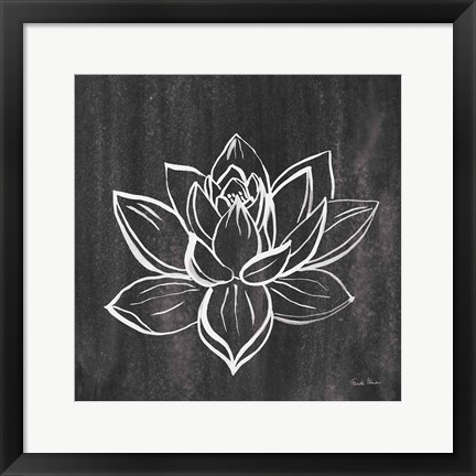 Framed Lotus Gray Print