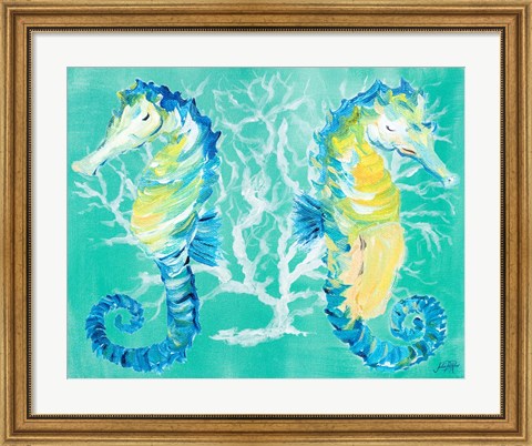 Framed Seahorses on Coral Print