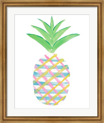 Framed Punched Up Pineapple I Print