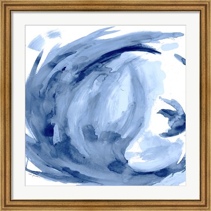 Framed Blue Swirl Square II Print