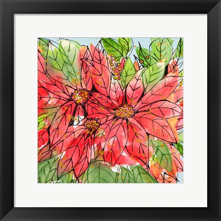 Framed Vibrant Poinsettias II Print