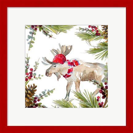 Framed Holiday Moose Print