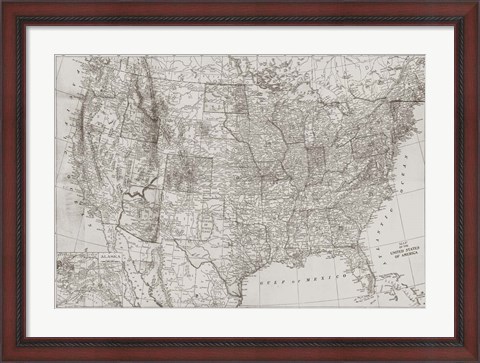 Framed Natural US Map Print