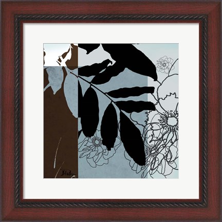 Framed Blue &amp; White Silhouette II Print