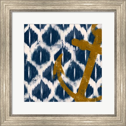 Framed Nautical Ikat I Print