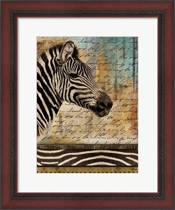 Framed Madagascar Safari with Blue II (Zebra) Print