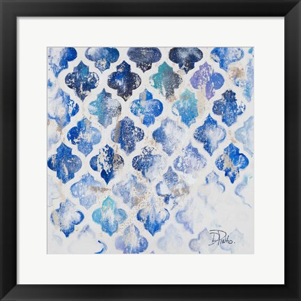 Framed Blue Quatrefoil II Print