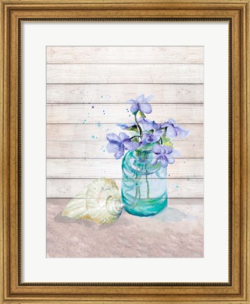 Framed Fresh Flowers And Shells II Print