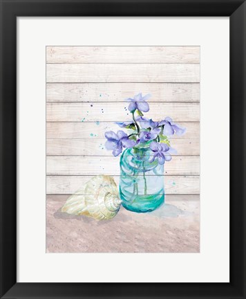 Framed Fresh Flowers And Shells II Print