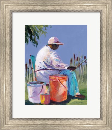 Framed Sisters Fishing I Print