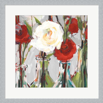 Framed Red Romantic Blossoms II Print