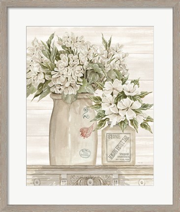 Framed Floral Country Crocks Print