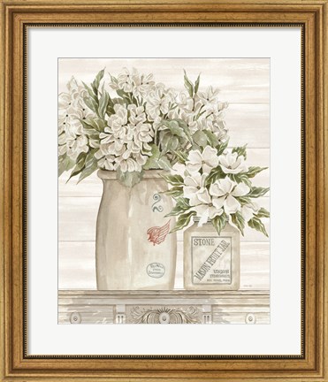 Framed Floral Country Crocks Print