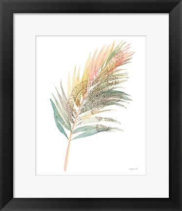 Framed Boho Tropical Leaf III on White Print