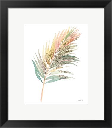 Framed Boho Tropical Leaf III on White Print