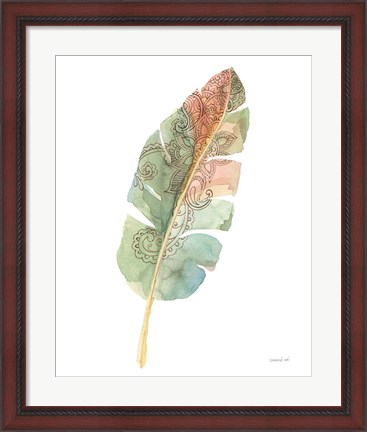 Framed Boho Tropical Leaf I on White Print