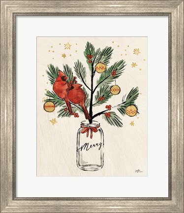 Framed Christmas Lovebirds XIII Merry Print