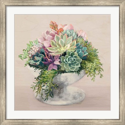 Framed Festive Succulents II Blush Print