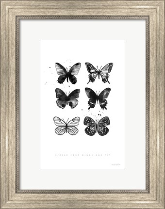 Framed Six Inky Butterflies Print