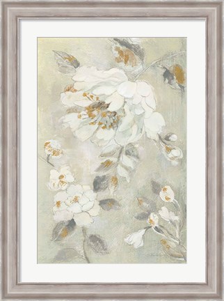 Framed Romantic Spring Flowers II White Print