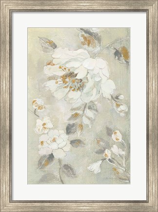 Framed Romantic Spring Flowers II White Print