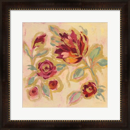 Framed Gilded Loose Floral II Print