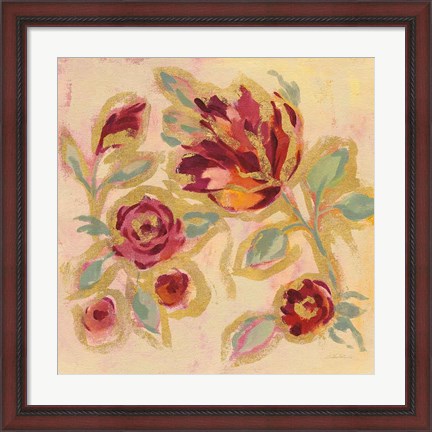 Framed Gilded Loose Floral II Print