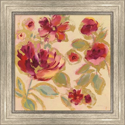 Framed Gilded Loose Floral I Print