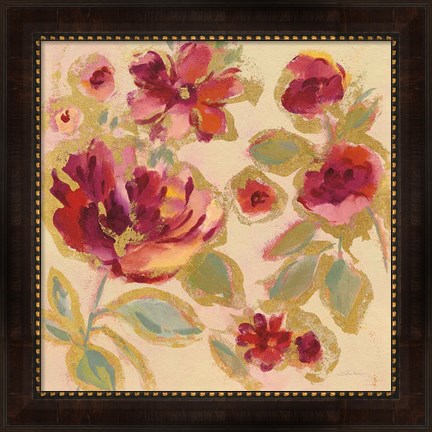 Framed Gilded Loose Floral I Print