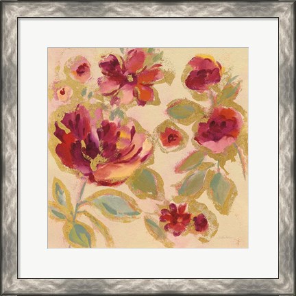 Framed Gilded Loose Floral I Print